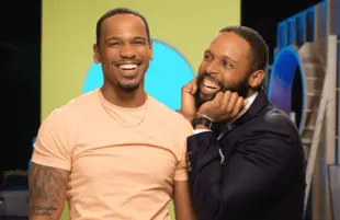 Trevor St. Agathe (left) posed as his wife's friend Imani, and struck up a flirty relationship with Eversen Bevelle (right). (Photo: Tom Dymond/Netflix)
