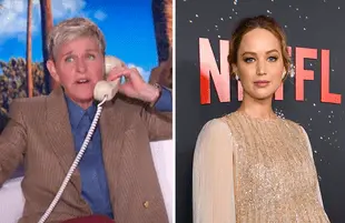 Ellen DeGeneres and Jennifer Lawrence chatted by phone on Monday's episode of Ellen. (Photos: The Ellen DeGeneres Show/YouTube)