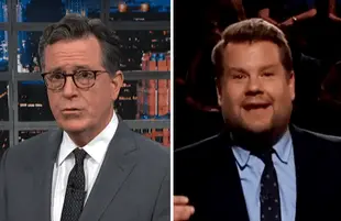 Stephen Colbert and James Corden (Photos: CBS)
