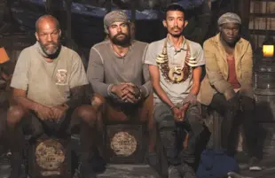 Mike Turner, Jonathan Young, Romeo Escobar, and Maryanne Oketch in Survivor's Season 42 finale. (Photo: Robert Voets/CBS) 