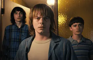 Finn Wolfhard, Charlie Heaton, and Noah Schnapp in Stranger Things Season 4 (Photo: Netflix)