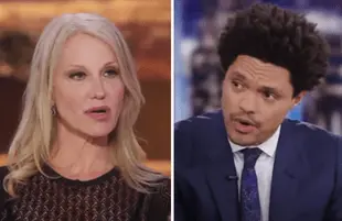 Kellyanne Conway and Trevor Noah on The Daily Show (Photos: Comedy Central)