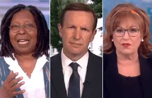 Whoopi and Joy took turns grilling Sen. Chris Murphy on The View Tuesday morning (Photos: ABC)