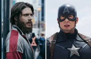 Jensen Ackles as Soldier Boy; Chris Evans as Captain America (Photos: Prime Video/Everett Collection)