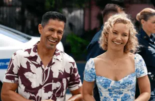 Jay Hernandez and Perdita Weeks in Magnum P.I. (Photo: Zack Dougan/CBS)