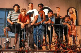  Andrew Shue, Courtney Thorne-Smith, Doug Savant, Vanessa Williams, Thomas Calabro, Josie Bissett, Grant Show, and Amy Locane in an early promotional photo for Melrose Place.  (Photo: Spelling Television / Everett Collection)