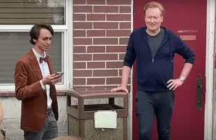 Conan O'Brien at his trash can dedication ceremony in Whidbey Island. (Photo: Team Coco)