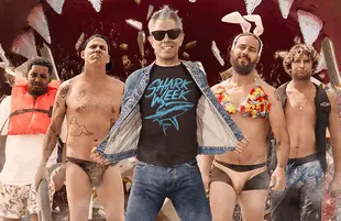 The Jackass guys are back in Discovery's 34th Shark Week. Photo: Discovery