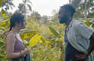 Cristin Milioti and William Jackson Harper in The Resort. (Peacock)