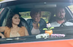 Shakira Barrera, Martha Plimpton, and Garret Dillahunt in Sprung. (Photo: Dennis Mong/Amazon Freevee)