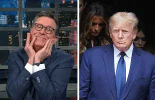 Stephen Colbert and Donald Trump (Photo: CBS/YouTube and Kristin Callahan/Everett Collection)