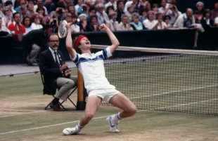 John McEnroe celebrates his victory at The Championships 1981. (Photo: Michael Cole/AELTC/Showtime).
