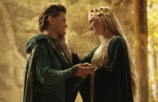 Robert Aramayo and Morfydd Clark in The Lord of the Rings: The Rings of Power. (Photo: Ben Rothstein/Prime Video)