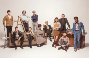 The cast of There's Johnny with series creator Paul Reiser. (Photo: NBC Universal)