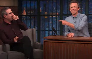 John Oliver and Seth Meyers. (Photo: NBC/YouTube)