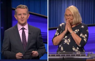Ken Jennings, Martha Bath. (Photo: YouTube/Jeopardy!)