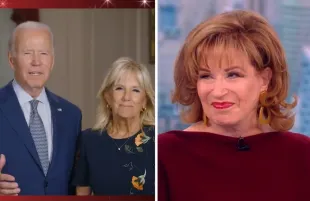 The Bidens surprise Joy Behar with a birthday message. (Photos: ABC)