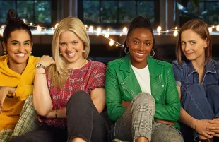 Amrit Kaur, Reneé Rapp, Alyah Chanelle Scott, and Pauline Chalamet in The Sex Lives of College Girls. (Photo: HBO Max)