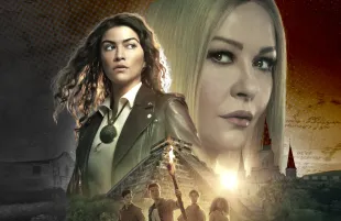 Lisette Olivera and Catherine Zeta-Jones in National Treasure: Edge of History (Photo: Disney+/ Primetimer graphic)