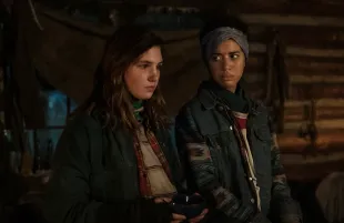 Sophie Nélisse and Jasmin Savoy Brown in Showtime's Yellowjackets Season 2 premiere. (Photo: Showtime)