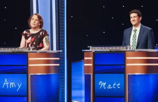 Amy Schneider and Matt Amodio on Jeopardy! Masters (Photo: ABC/Christopher Willard)