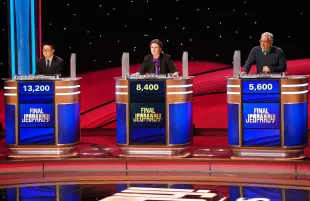 Andrew He, Mattea Roach, and Sam Buttrey in Jeopardy! Masters (Photo: ABC/Christopher Willard)