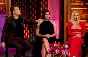 James Kennedy, Katie Maloney, and Ariana Madix in Vanderpump Rules (Photo: Nicole Weingart/Bravo)