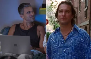 The necklaces on Franklyn (Ivan Hernandez) and Aidan (John Corbett) prove Carrie has a type. (Photo: Craig Blankenhorn/Max; HBO)