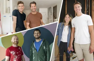 Nate Berkus and Jeremiah Brent; Davina Thomasula and Kristin Leitheuser; and Keith Bynum and Evan Thomas. (Photos: HGTV; Primetimer graphic)