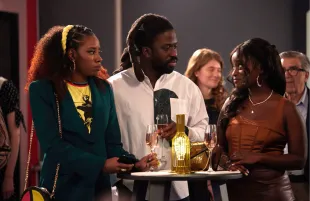 Dani Moseley, Adjani Salmon, and Babirye Bukilwa in Dreaming Whilst Black (Photo: Showtime)
