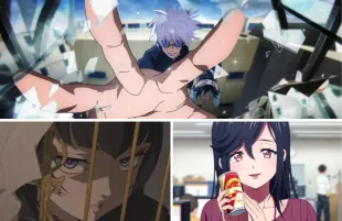 Top: Jujutsu Kaisen; bottom left: Undead Murder Farce; bottom right: Zom 100: Bucket List of the Dead (Images: Crunchyroll)