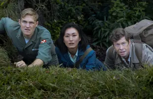 Wyatt Russell, Mari Yamamoto, and Anders Holm in Monarch: Legacy of Monsters (Photo: Apple TV+)
