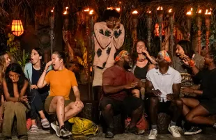 Chaos at tribal council on Survivor 45 (Photo: Robert Voets/CBS)