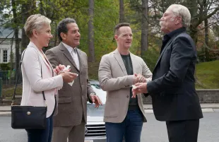 Traylor Howard, Tony Shalhoub, Jason Gray-Stanford, and Ted Levine in Mr. Monk's Last Case: A Monk Movie (Photo: Peacock)