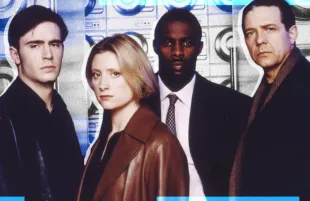 Jack Davenport, Susannah Harker, Idris Elba, and Philip Quast in Ultraviolet (Photo: Everett Collection; Primetimer graphic)