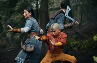 Kiawentiio, Gordon Cormier, and Ian Ousley in Avatar: The Last Airbender (Photo: Robert Falconer/Netflix)