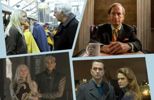 Clockwise: Battlestar Galactica,  Better Call Saul, The Americans, and House of the Dragon (Photos: Everett/AMC/HBO)