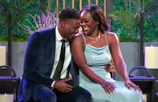 Love Is Blind's Clay and AD immediately after their reveal (Photo: Netflix)