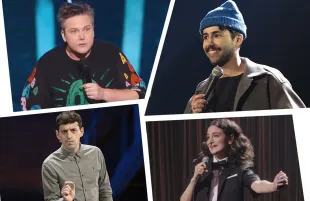 Clockwise: Hannah Gadsby's Gender Agenda; Ramy Youssef: More Feelings; Jenny Slate: Seasoned Professional; Alex Edelman: Just For Us (Photos: Netflix/HBO/Prime Video)