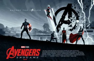 AVENGERS: ENDGAME, (aka AVENGERS 4), British poster, from left: Chris Evans, Brie Larson, Jeremy Renner, Letitia Wright, Chris Hemsworth, 2019. © Walt Disney Studios Motion Pictures / © Marvel Studios / Courtesy Everett Collection