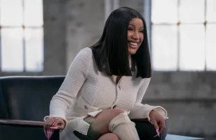 Cardi B during a conversation with David Letterman (Image via Everett Collection)