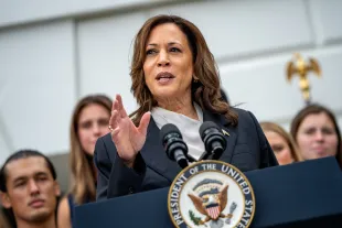 Kamala Harris during an NCAA championship teams celebration at the White House (Photo by Andrew Harnik/Getty Images)