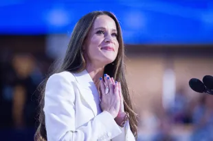 Ashley Biden, daughter of former President Biden, greets the crowd during the 2024 Democratic National Convention in Chicago, Illinois, United States on August 19, 2024. (Photo by Jacek Boczarski/Anadolu via Getty Images)