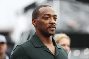 Anthony Mackie walks the grid during the NASCAR Cup Series Daytona 500. (Photo by James Gilbert/Getty Images)