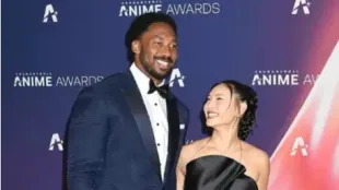 Chloe Kim and Myles Garrett attends the 2025 Crunchyroll Anime Awards