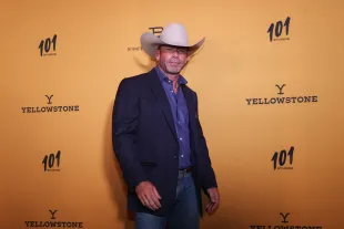 FORT WORTH, TX - NOVEMBER 13: Taylor Sheridan attends the black carpet during "Yellowstone" Season 5 Fort Worth Premiere at Hotel Drover on November 13, 2022 in Fort Worth, Texas. (Photo by Omar Vega/Getty Images)