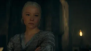 Emma D'Arcy as Queen Rhaenyra Targaryen in HBO's fantasy drama series House of the Dragon.