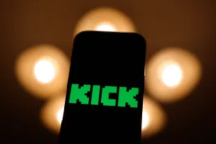 Kick logo displayed on a phone screen is seen in this illustration photo taken in Poland on December 15, 2024. (Photo by Jakub Porzycki/NurPhoto via Getty Images)