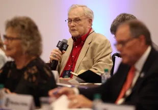 CHARLOTTE, NORTH CAROLINA - MAY 21: NASCAR Hall of Famer Humpy Wheeler speaks during NASCAR Hall of Fame Voting Day at Charlotte Convention Center on May 21, 2024 in Charlotte, North Carolina.  (Photo by Jared C. Tilton/Getty Images)