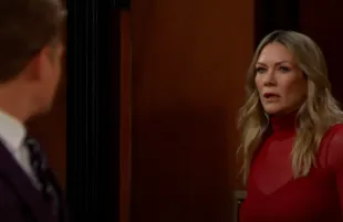 A still of Kristen facing Johnny (Image via Youtube / Days of Our Lives)